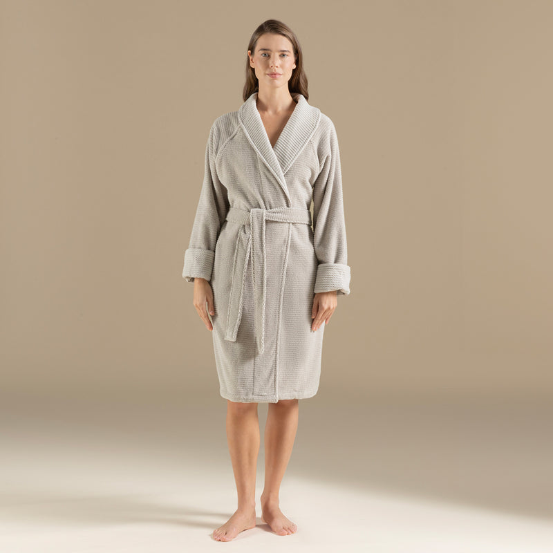 Chakra Eva Cotton Unisex Bathrobe Light Grey