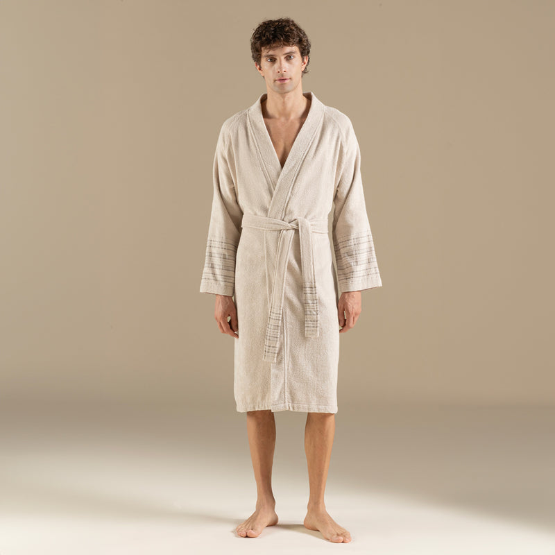Chakra Derin Unisex Bathrobe Beige