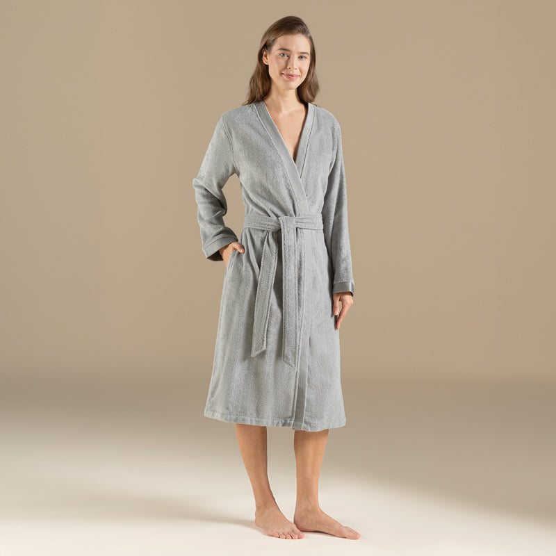 Chakra Floss Women Bathrobe Light Grey