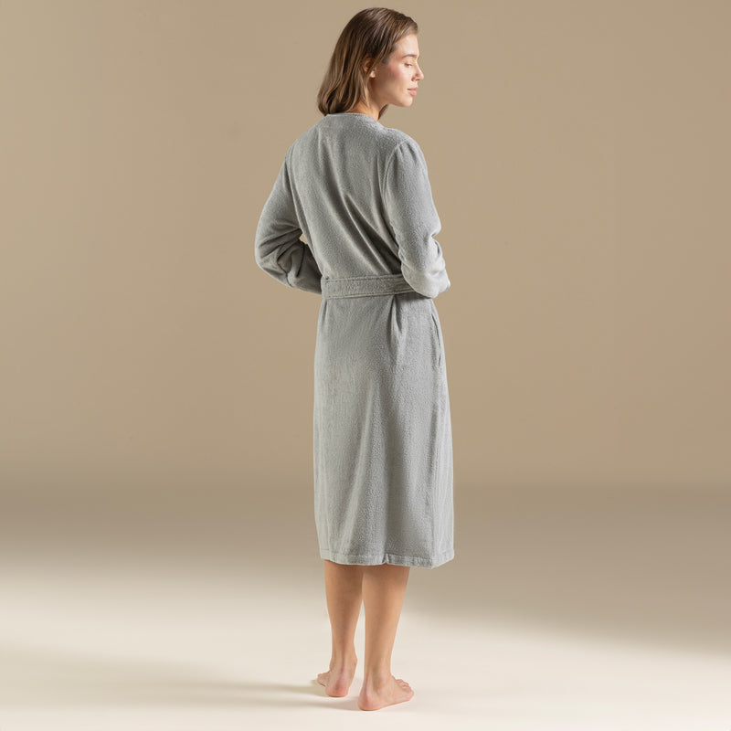 Chakra Floss Women Bathrobe Light Grey