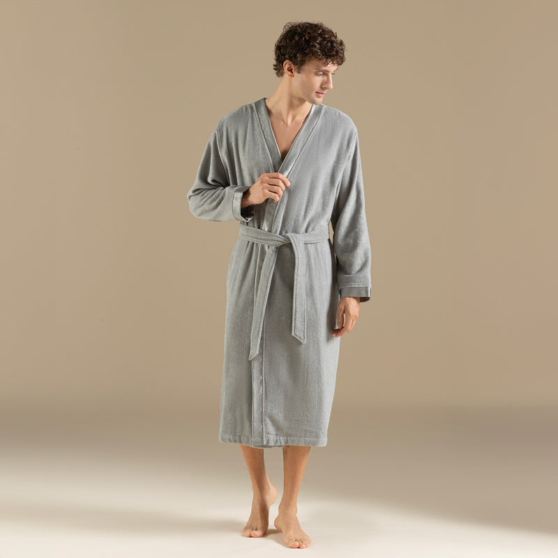 Chakra Floss Women Bathrobe Light Grey