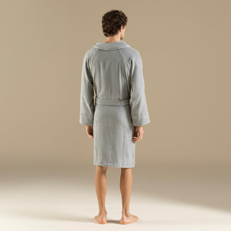 Chakra Solid Unisex Bathrobe Light Grey