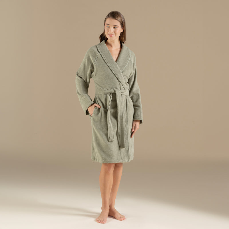 Chakra Solid Unisex Bathrobe Light Green