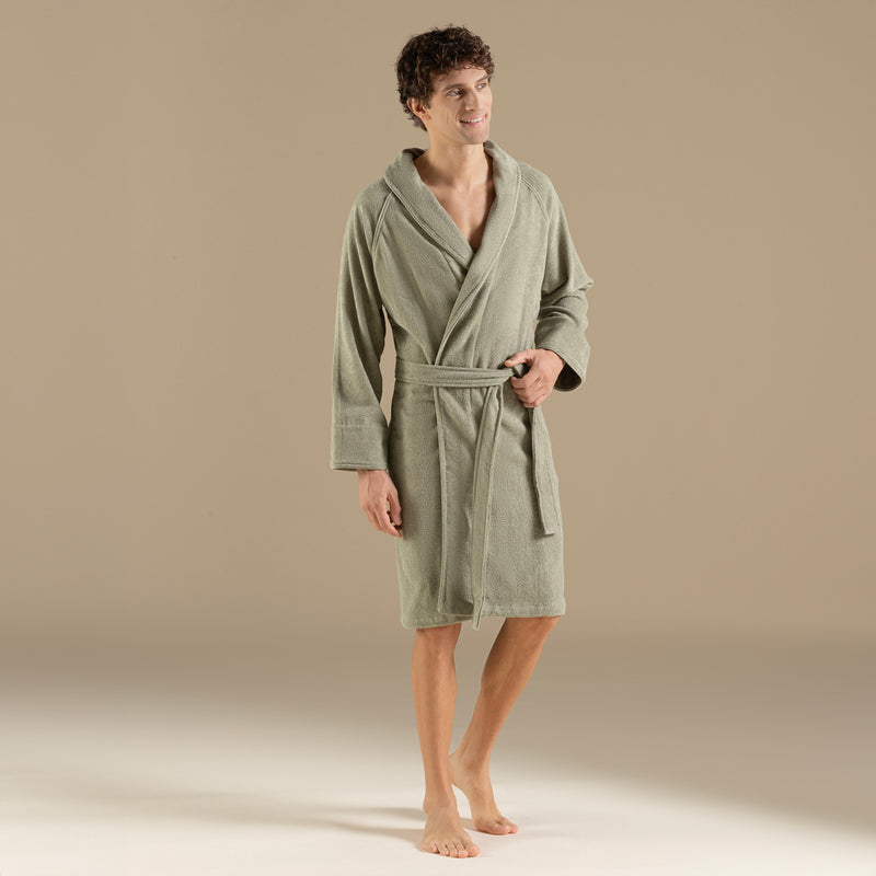 Chakra Solid Unisex Bathrobe Light Green