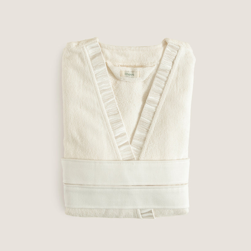 Chakra Perla Unisex Bathrobe Ecru