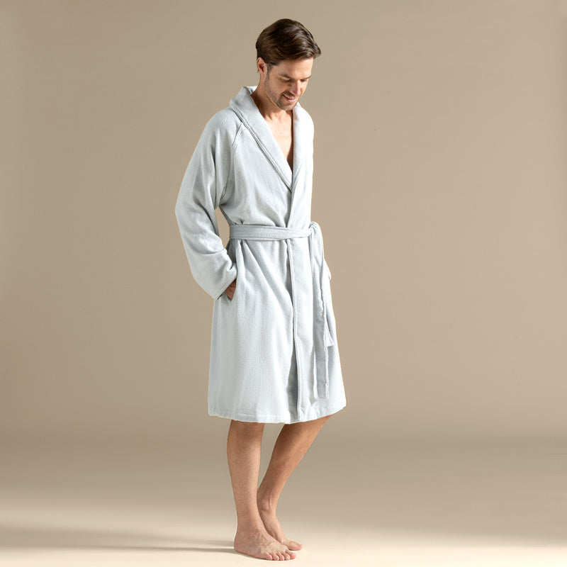 Chakra Solid Unisex Bathrobe Blue