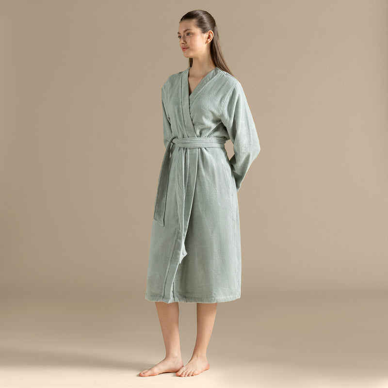 Chakra Floss Unisex Bathrobe  Light Green
