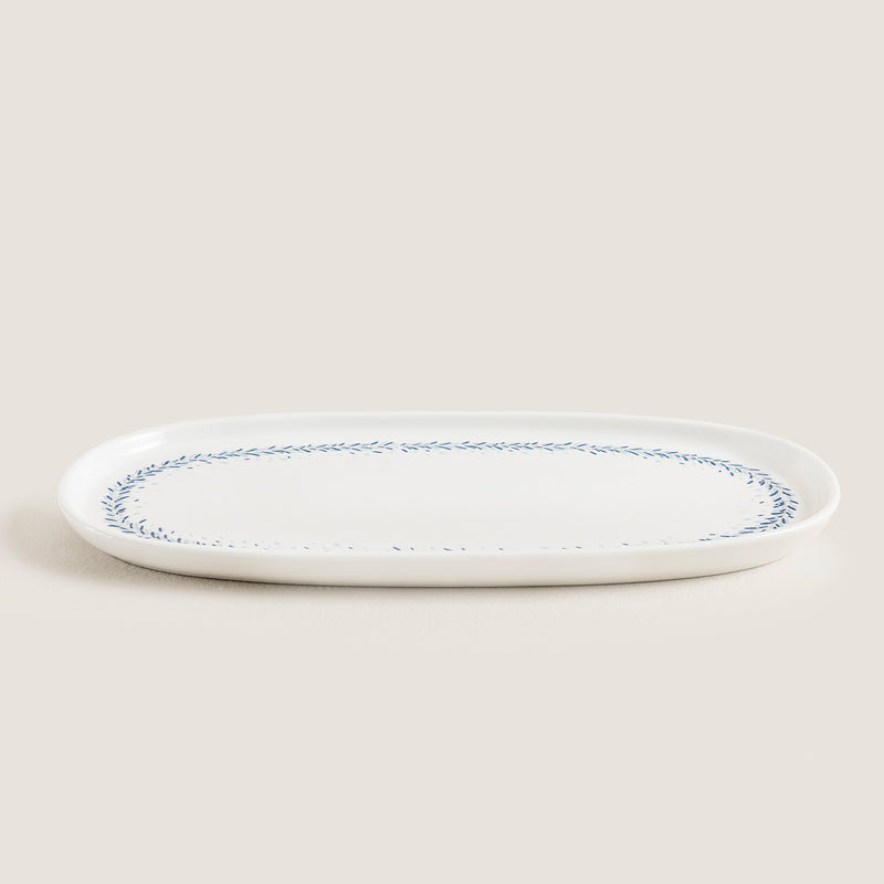 Chakra Pelion Oval Serving Plate 30 Cm Blue - White