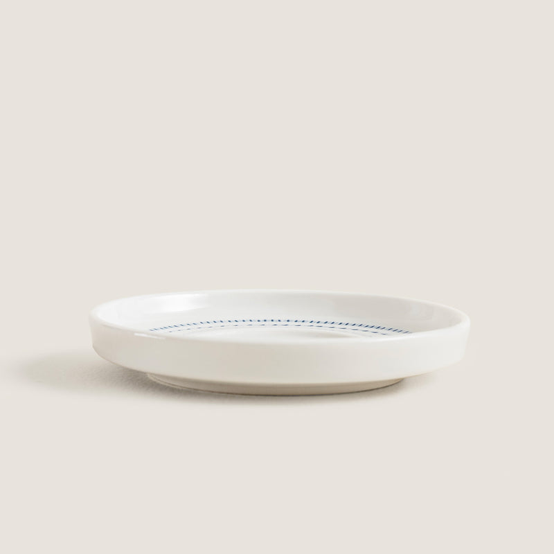 Chakra Dots Tea Plate Blue - White