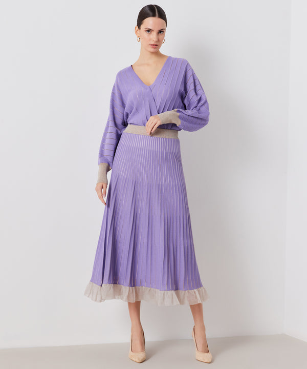 Ipekyol Tiered Hem Pleated Skirt Lilac