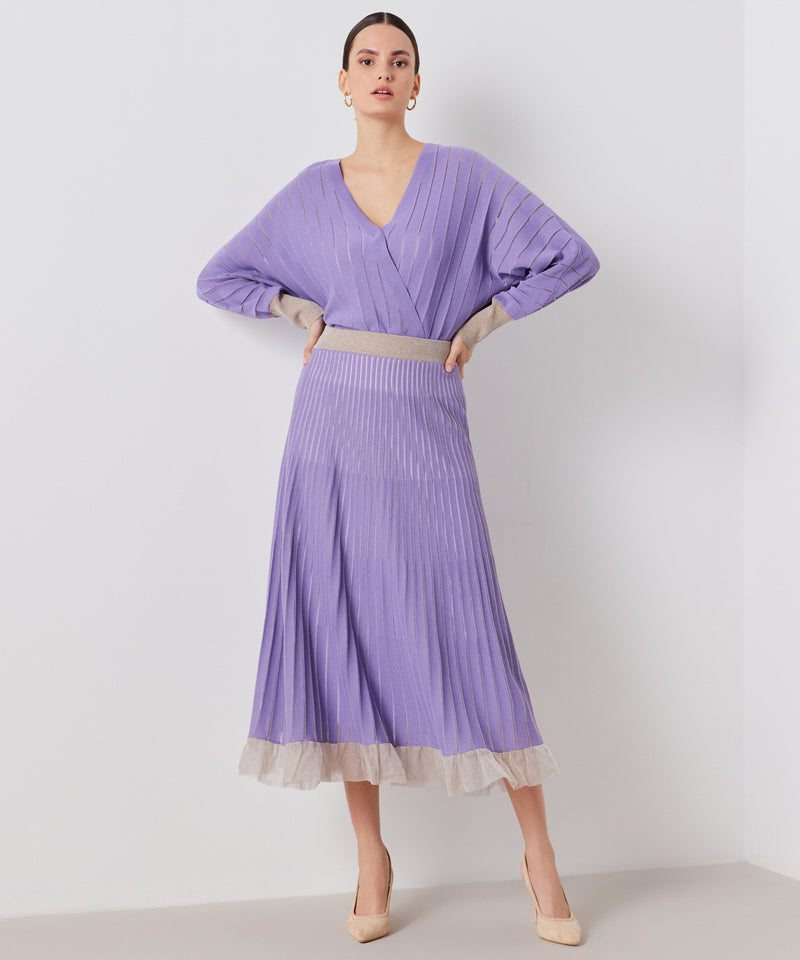 Ipekyol Tiered Hem Pleated Skirt Lilac