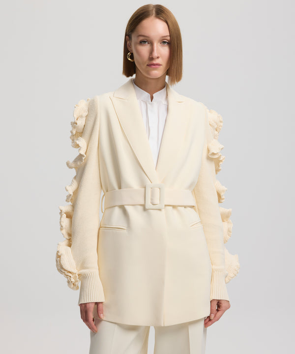 Ipekyol Sleeve Detailed Belted Jacket Off White