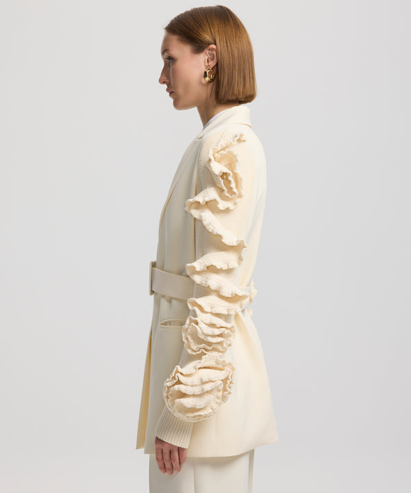 Ipekyol Sleeve Detailed Belted Jacket Off White