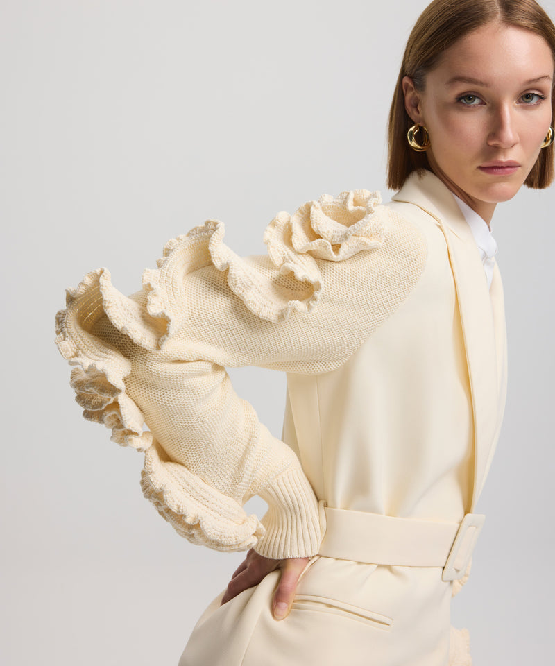 Ipekyol Sleeve Detailed Belted Jacket Off White