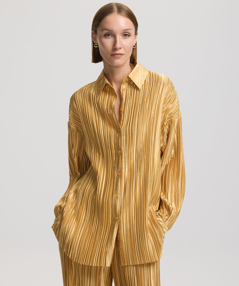 Ipekyol Long Sleeve Pleated Shirt Gold