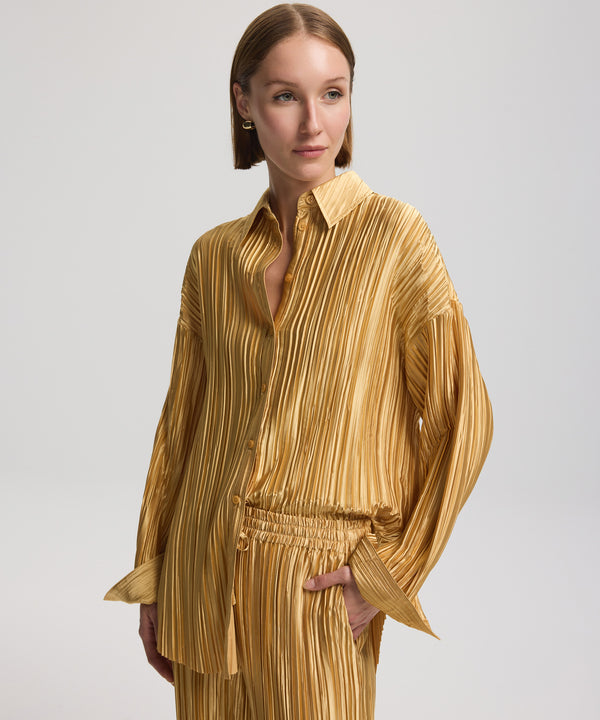 Ipekyol Long Sleeve Pleated Shirt Gold