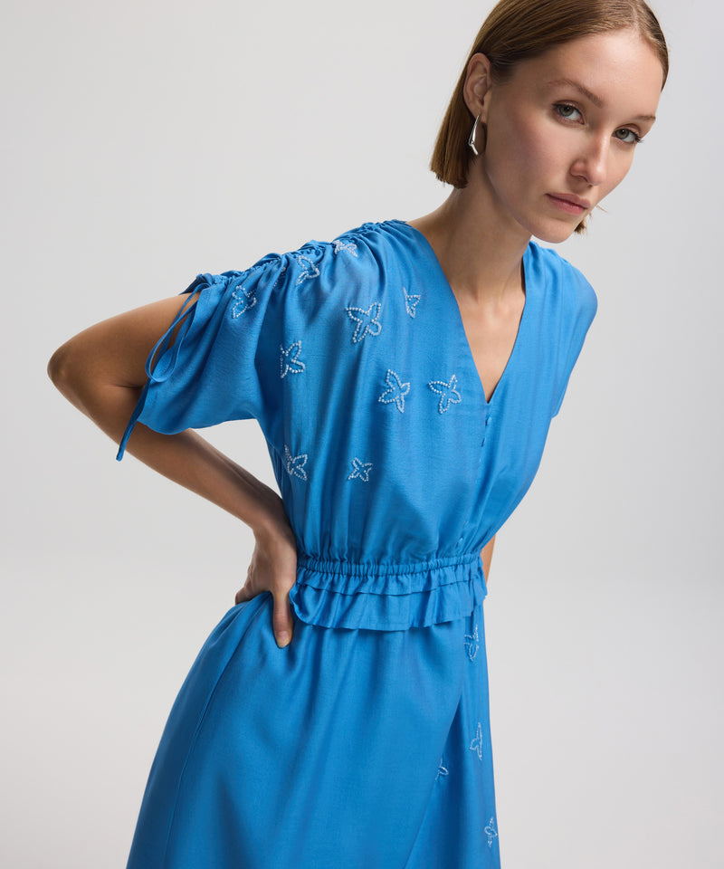 Ipekyol Bead-Embellished Waist Detail Dress Blue