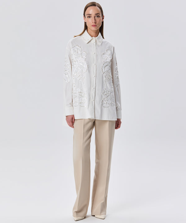 Machka Flower-Embroidered Shirt Off White