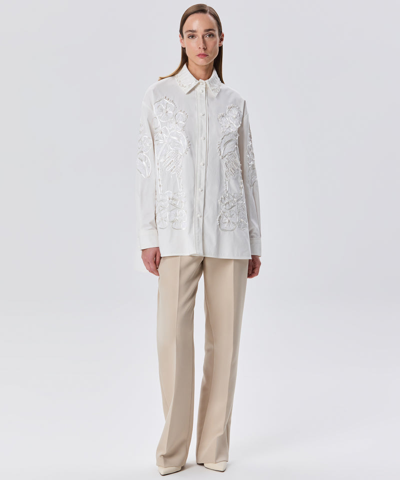 Machka Flower-Embroidered Shirt Off White