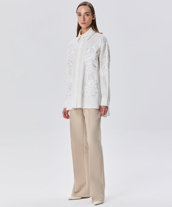 Machka Flower-Embroidered Shirt Off White