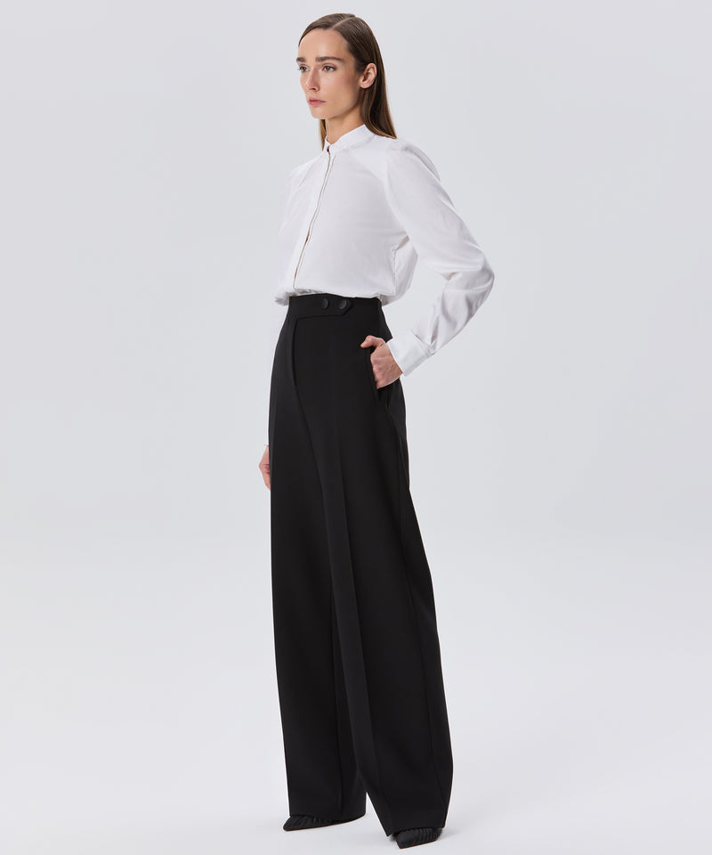 Machka High Waist Button Detail Trousers Black