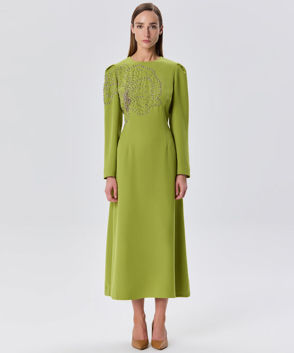 Machka Embroidered Detail Dress Green