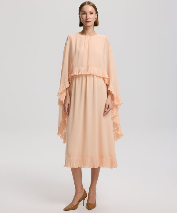 Ipekyol Cape-Effect Dress With Pleat Details Salmon
