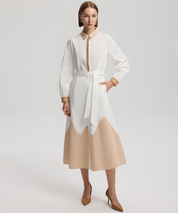 Ipekyol Embroidered Detail Belted Shirt Dress Off White