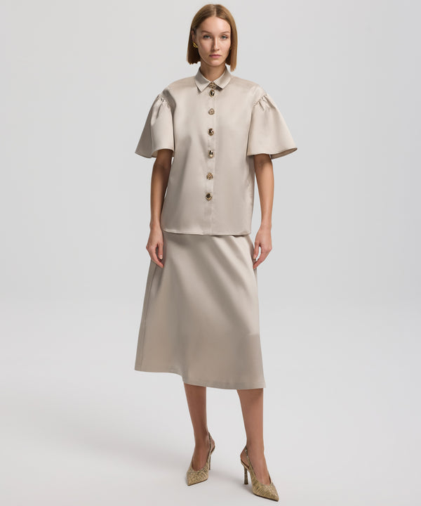 Ipekyol Button Accessory Short Sleeve Shirt Light Khaki