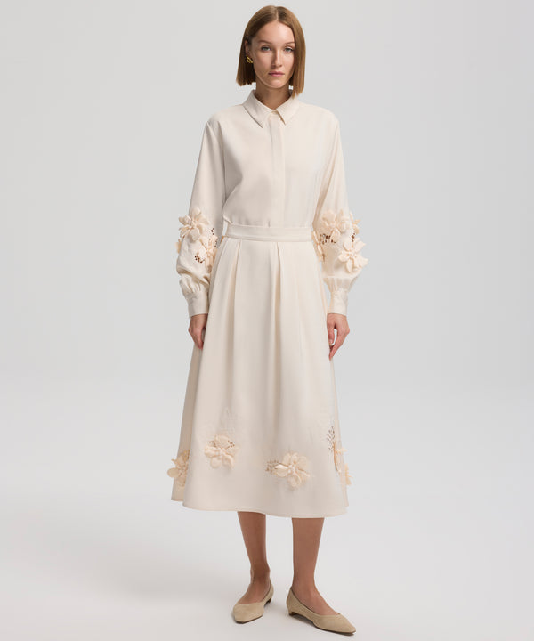 Ipekyol Flower-Embroidered Skirt Oil