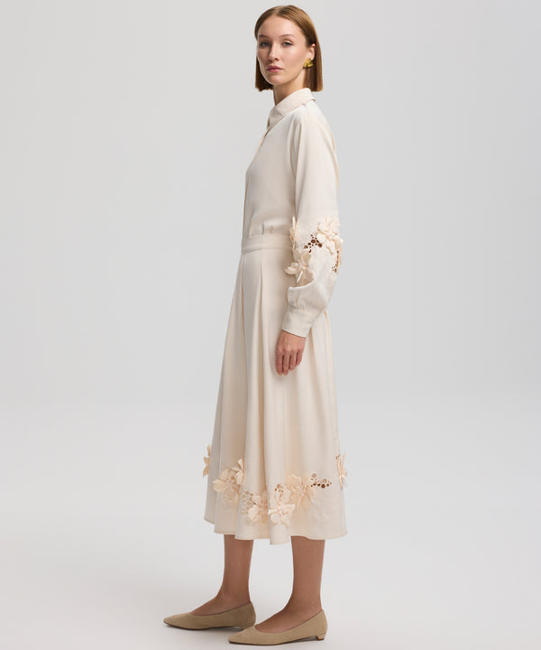 Ipekyol Flower-Embroidered Skirt Oil