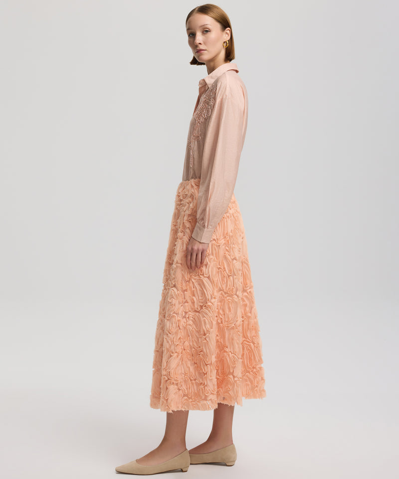 Ipekyol Floral Applique Skirt Salmon