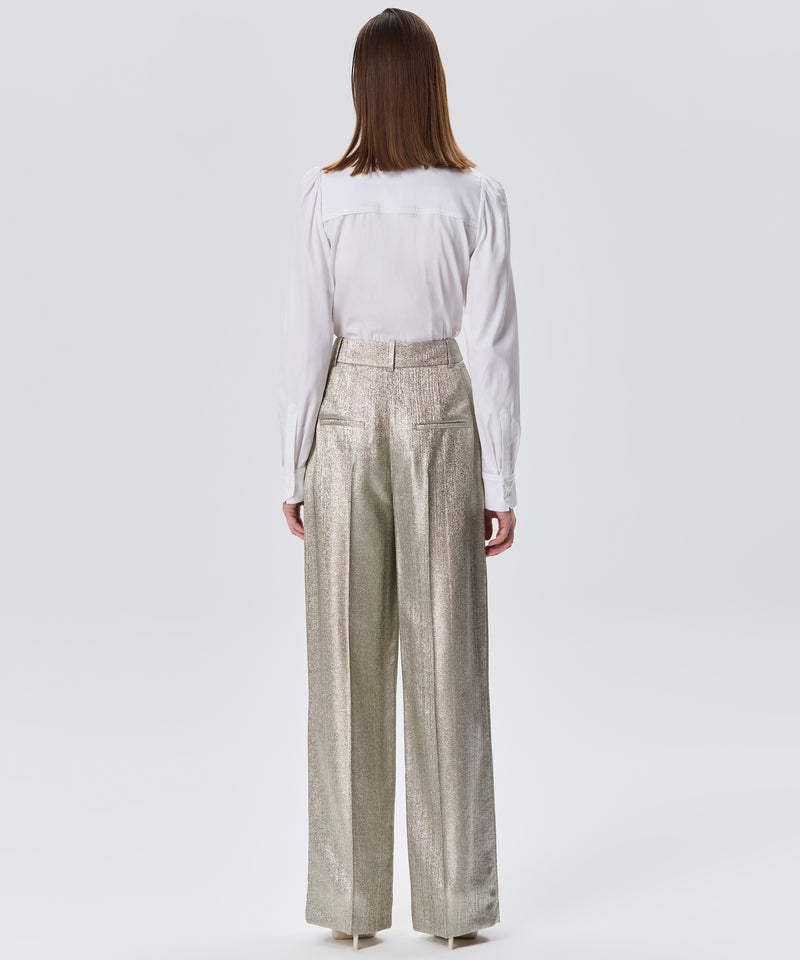 Machka Wide Leg Textured Trousers Light Yellow