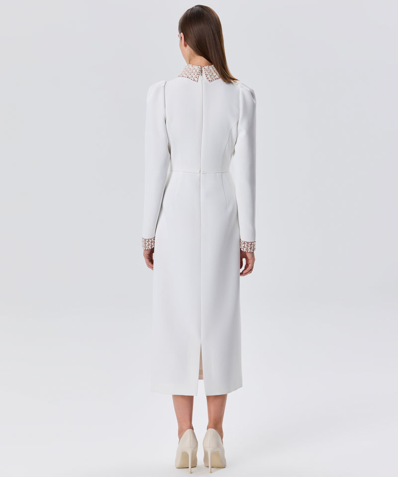 Machka Bead-Embellished Long Sleeve Dress White