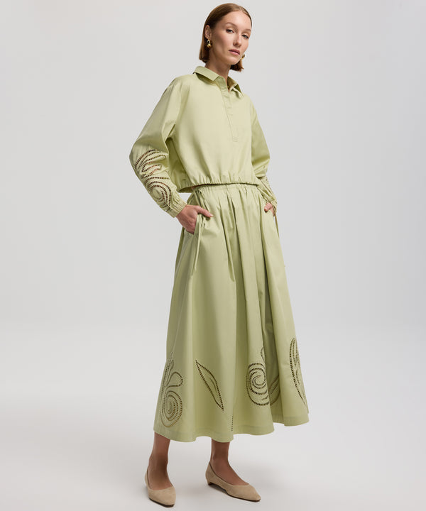 Ipekyol Laser Cut Detail Skirt Light Green