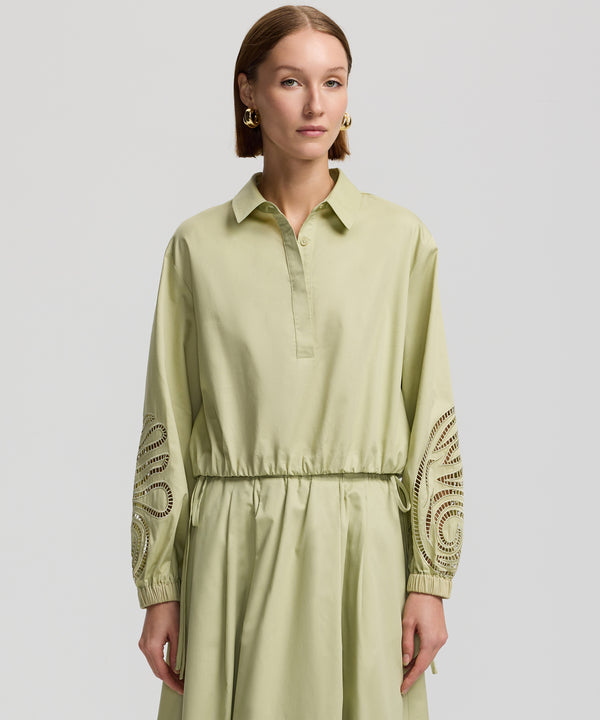 Ipekyol Embroidered Sleeve Crop Shirt Light Green