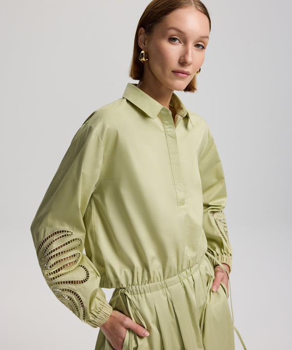 Ipekyol Embroidered Sleeve Crop Shirt Light Green