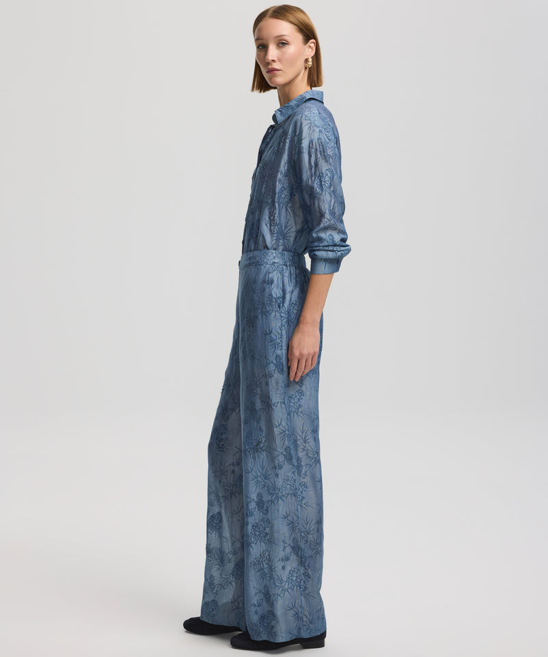 Ipekyol Bead-Embroidered Pattern Trousers Blue