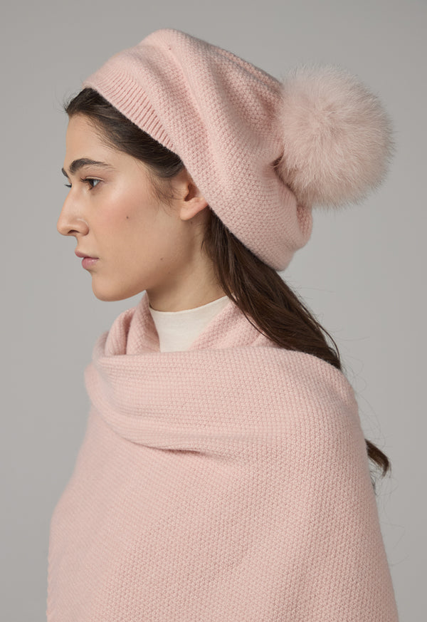 Choice Pom Pom Embellished Beanie Pink