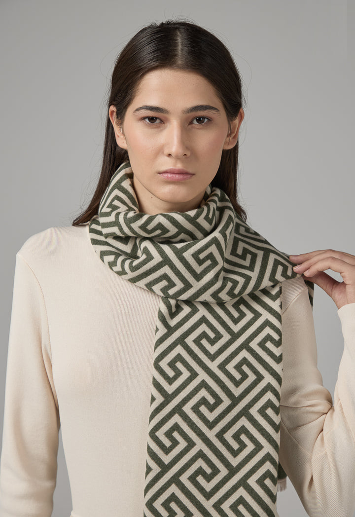 Choice Greek Key Pattern Pashmina Scarf Green