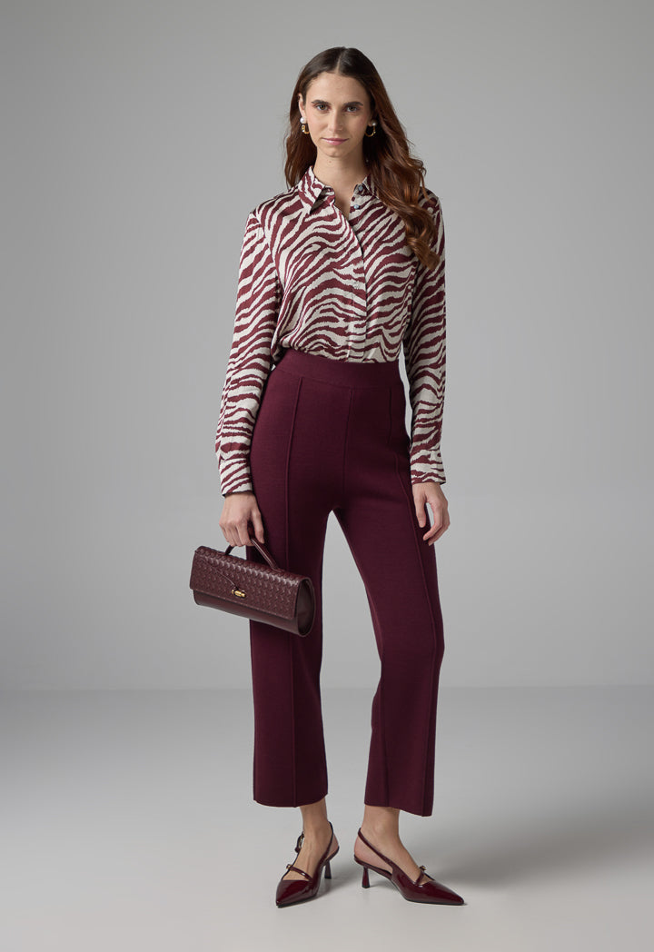 Choice Contrast Printed Shirt Burgundy