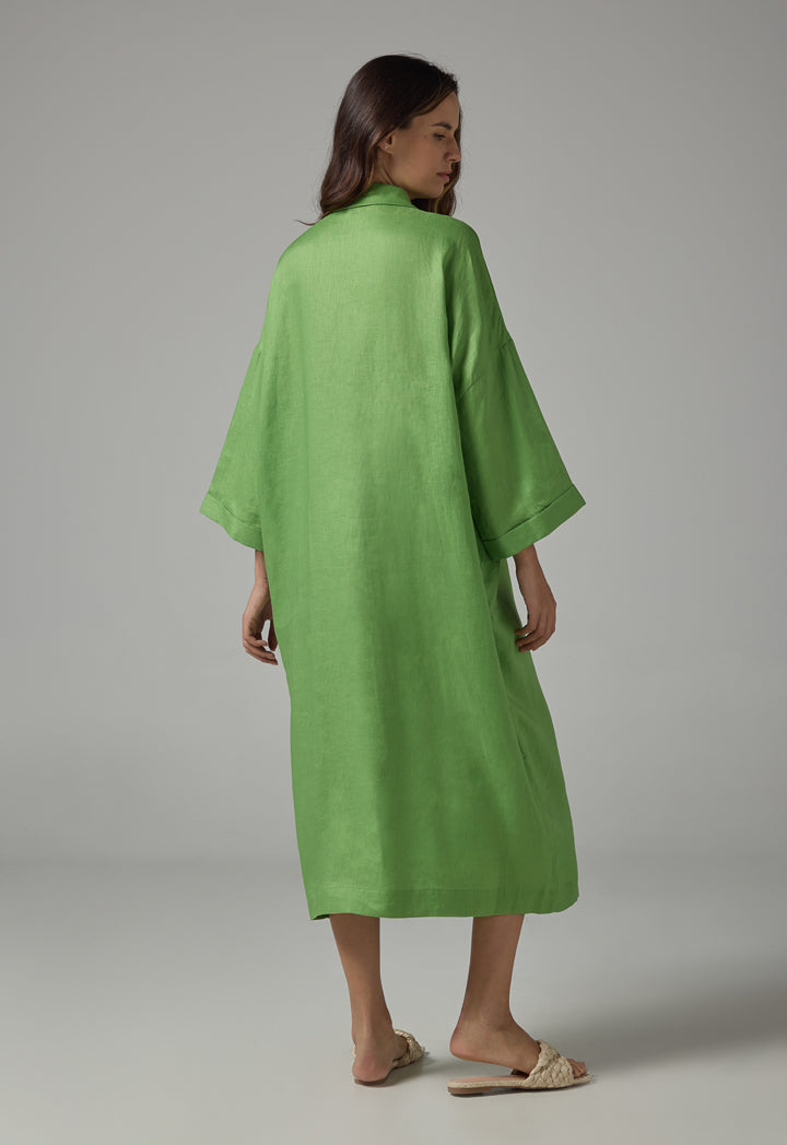 Choice Drop Shoulder Basic Shirt Dress  Green