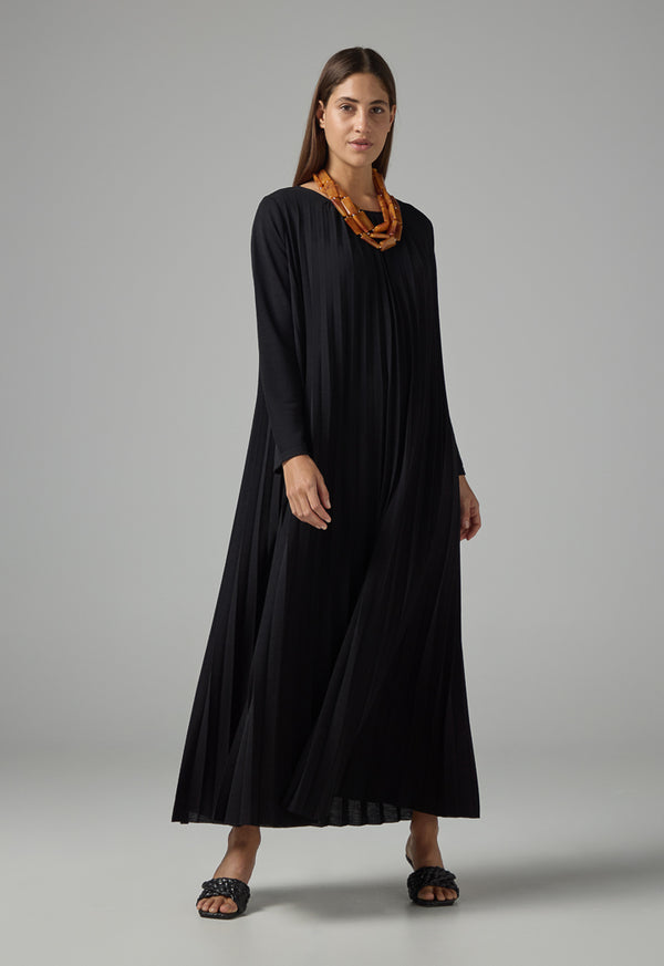 Choice Basic Pleated Maxi Dress Black