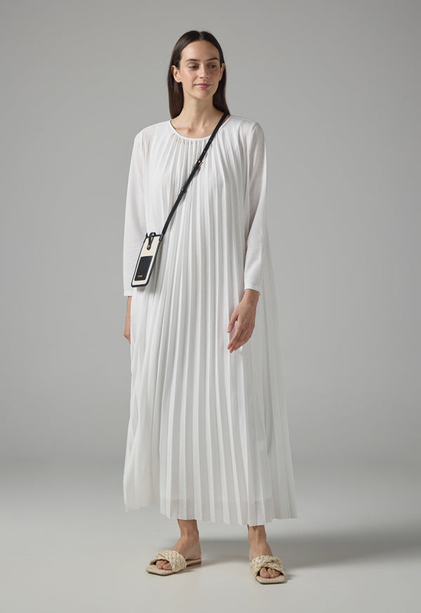 Choice Basic Pleated Maxi Dress Off White