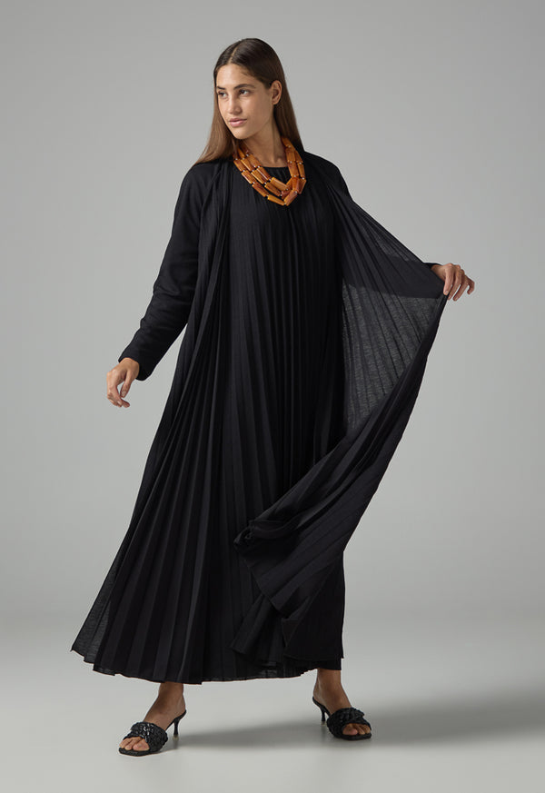 Choice Open Front Pleated Outerwear Black