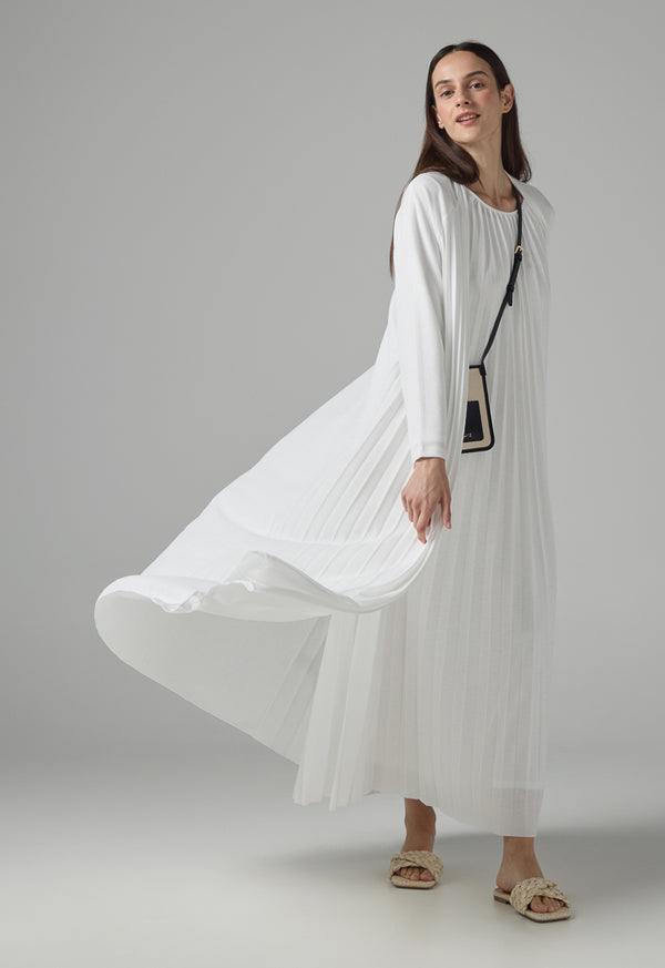Choice Open Front Pleated Outerwear Off White