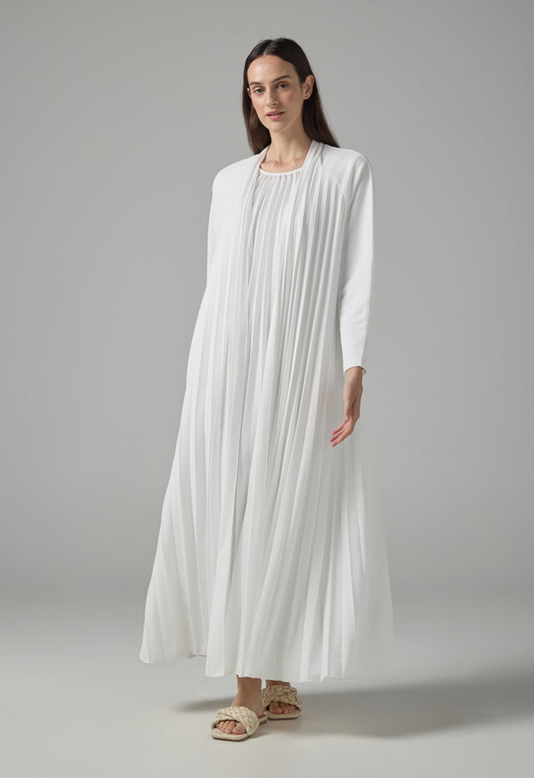 Choice Open Front Pleated Outerwear Off White