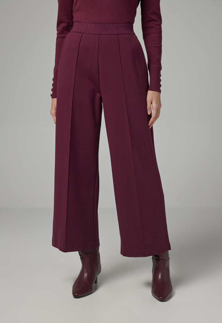 Choice Basic Straight Wide Cut Trousers Burgundy