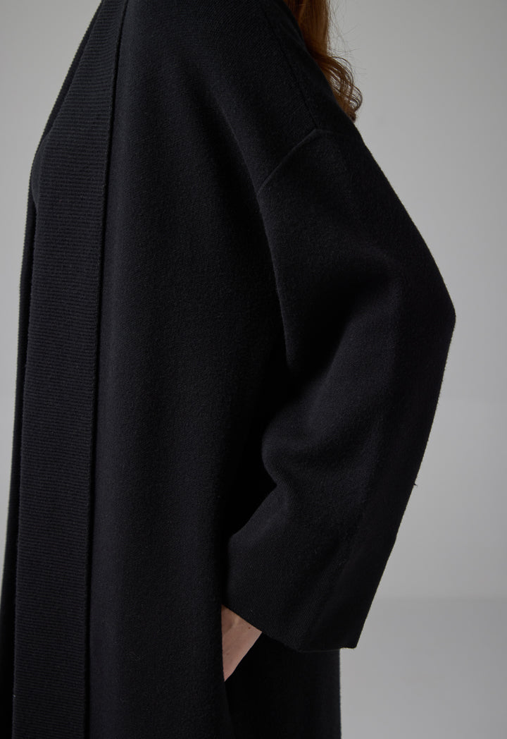 Choice Solid Drop Shoulder Knitted Winter Abaya Black