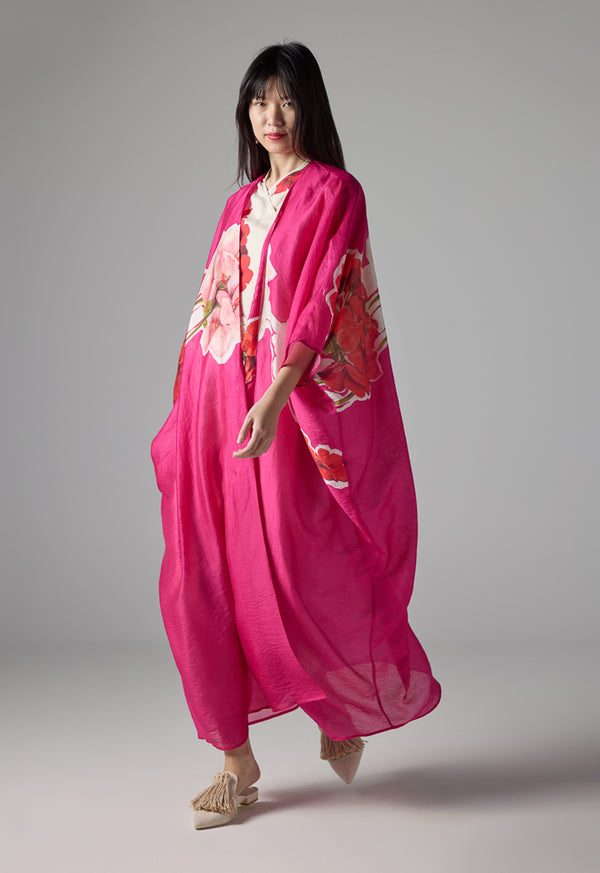 Choice Floral Printed Oversize Abaya- Ramadan Style Fuchsia